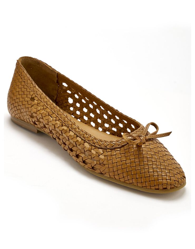 Ballerines plates ajourées en cuir (marron) Ballerines plates ajourées en cuir (marron)