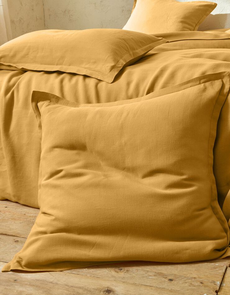 Linge de lit uni lin lavé (miel)