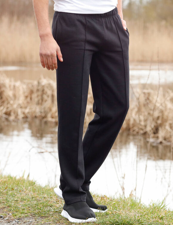 Pantalon loisirs molleton, bas droits (noir)