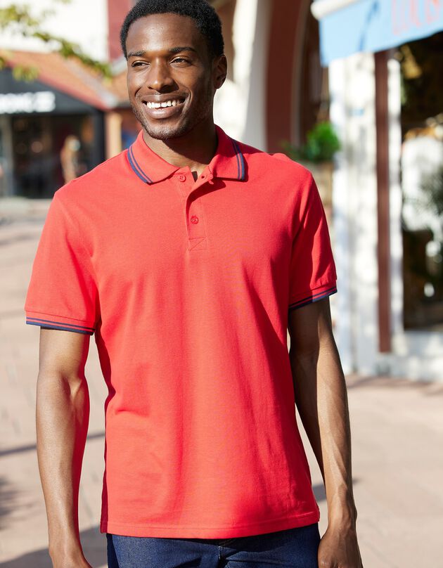 Polo uni maille piquée manches courtes (rouge)