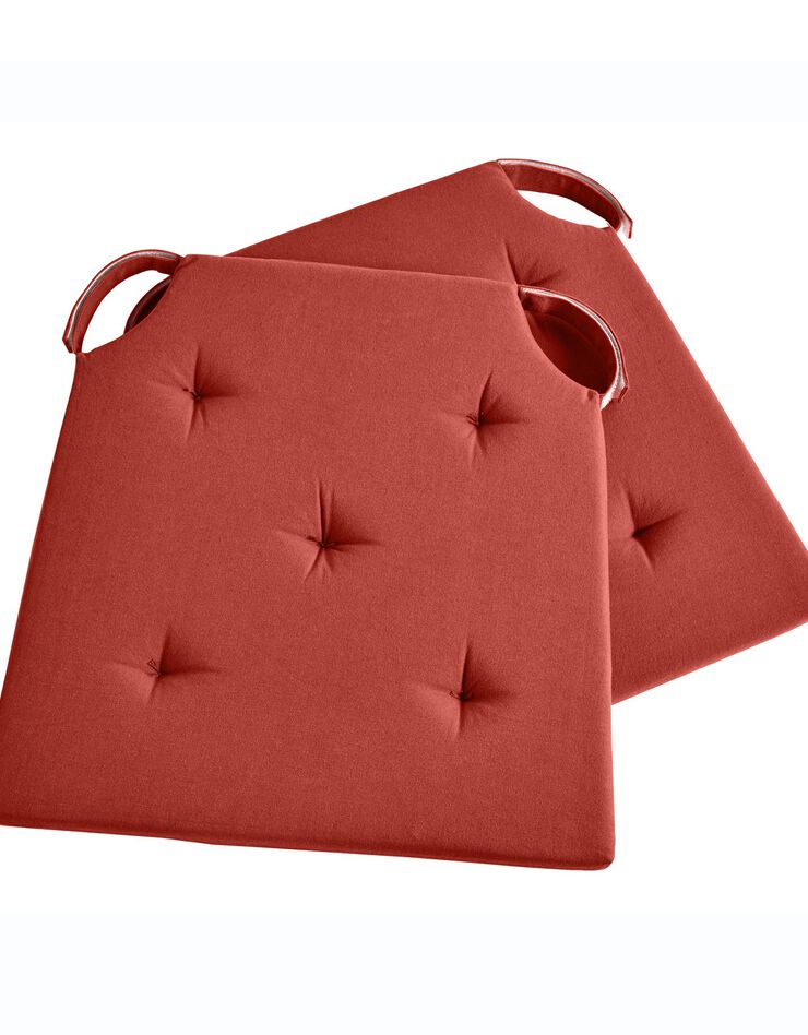 Galette de chaise unie carrée coton - lot de 2 (terracotta)