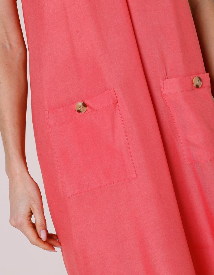 Robe courte évasée unie (corail)