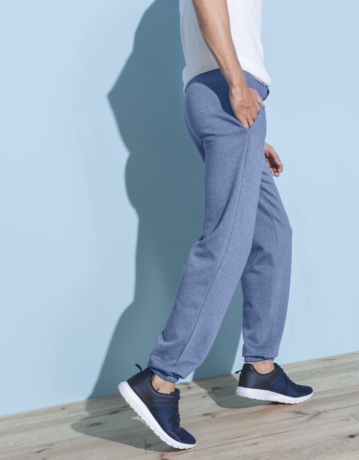 Pantalon jogging molleton bas élastiqué (bleu jean)