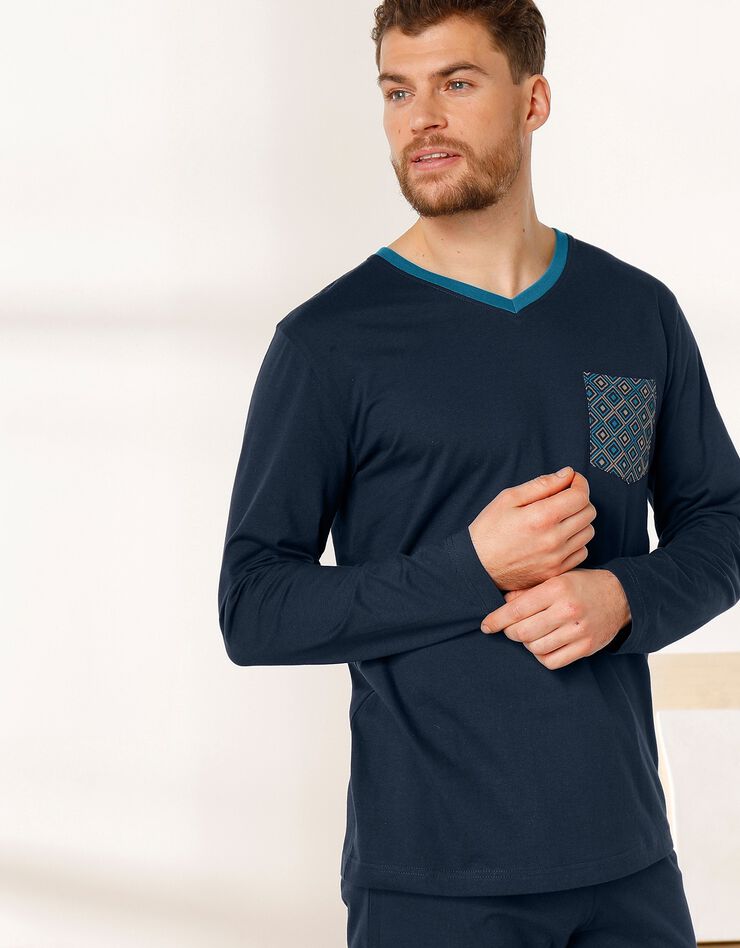 Tee-shirt pyjama marine manches longues (marine) Tee-shirt pyjama marine manches longues (marine)