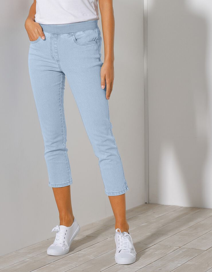 Pantacourt jean taille élastiquée (bleached) Pantacourt jean taille élastiquée (bleached)