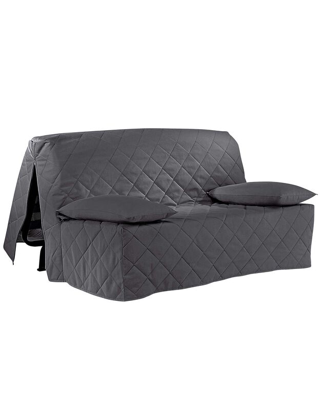 Housse canapé BZ coton bachette uni matelassé (gris anthracite)