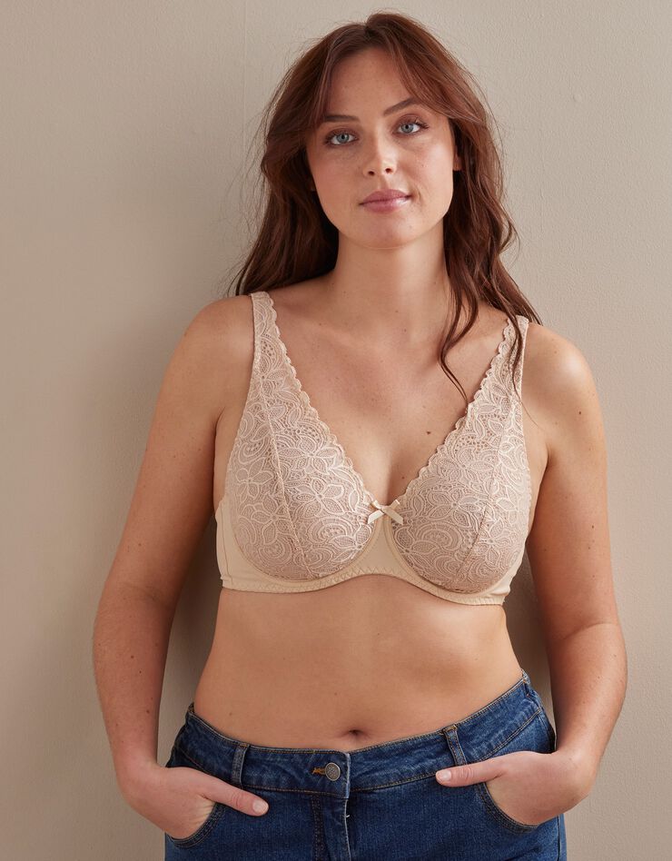 Soutien-gorge forme foulard dentelle écailles - avec armatures (peau) Soutien-gorge forme foulard dentelle écailles - avec armatures (peau)