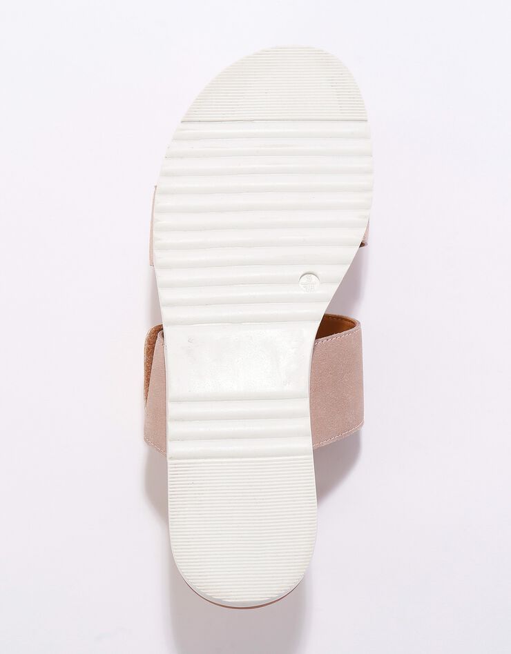 Mules scratchées largeur confort à ouverture totale, cuir irisé (beige)