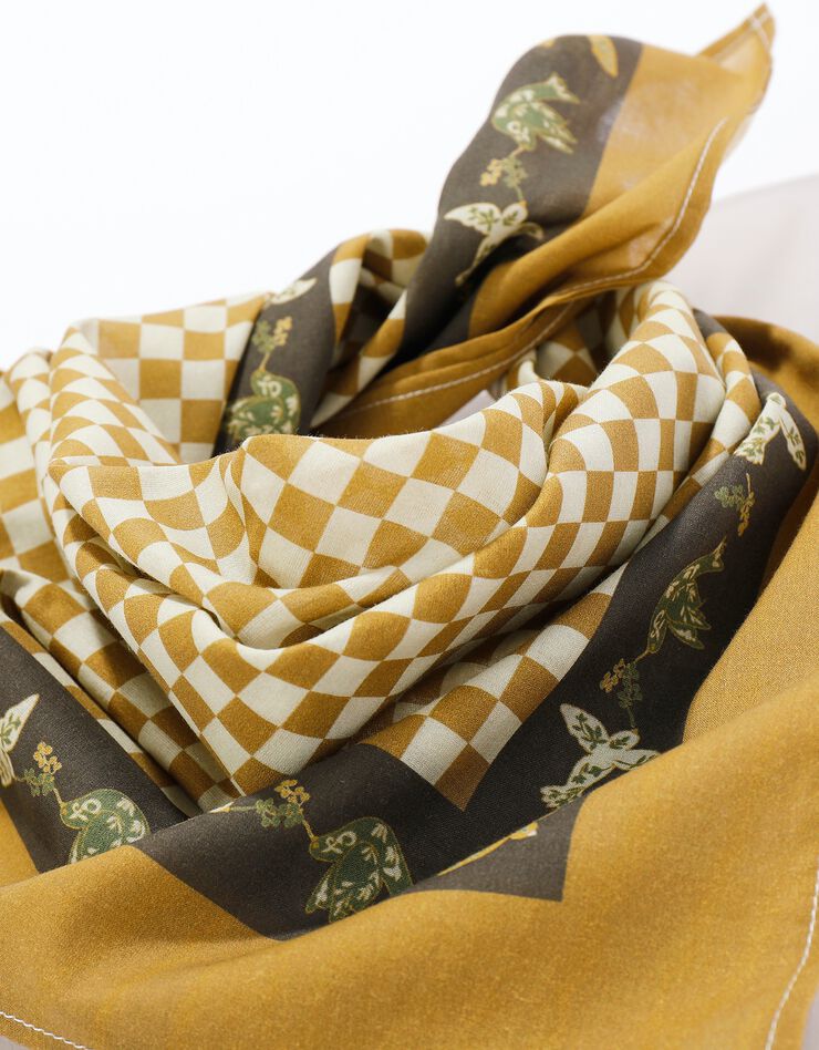 Foulard fabriqué en France imprimé géométrique, 70 x 70 cm - coton (kaki) Foulard fabriqué en France imprimé géométrique, 70 x 70 cm - coton (kaki)