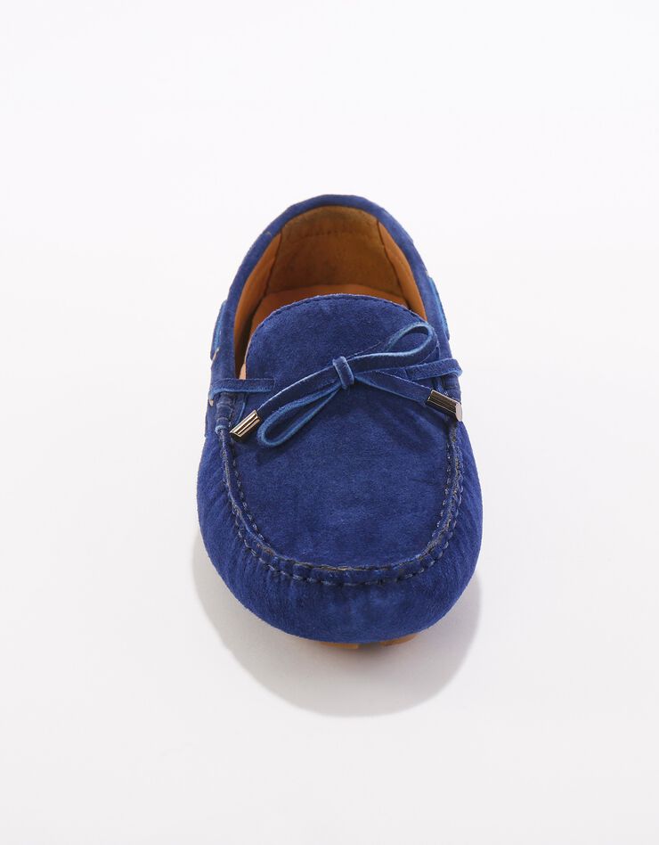 Mocassins en cuir ultra-souple à liens (bleu)