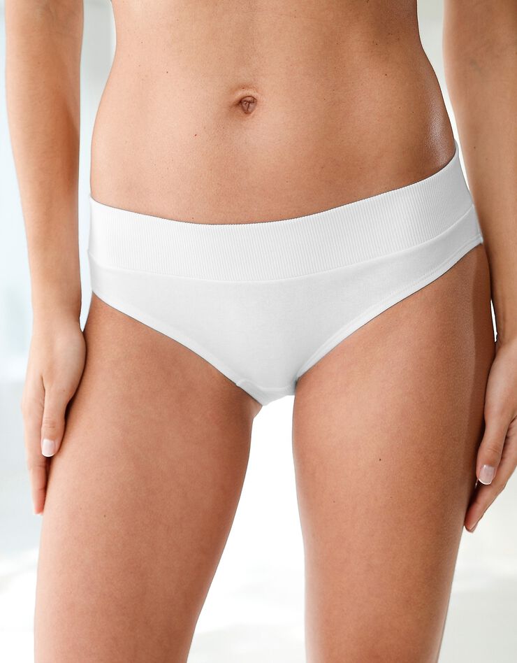Culotte midi coton stretch ceinture confort - lot de 2 (blanc + noir) Culotte midi coton stretch ceinture confort - lot de 2 (blanc + noir)