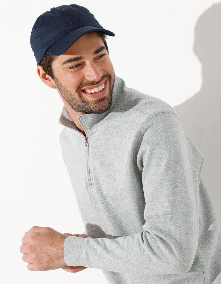 Sweat molleton col camionneur zippé (gris chiné)