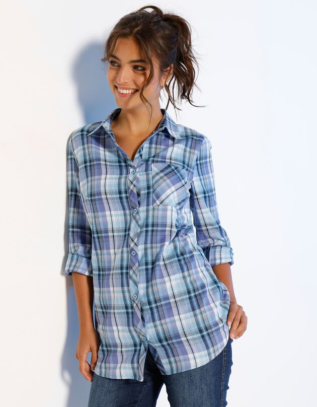Chemise flanelle à carreaux (bleu / violet)