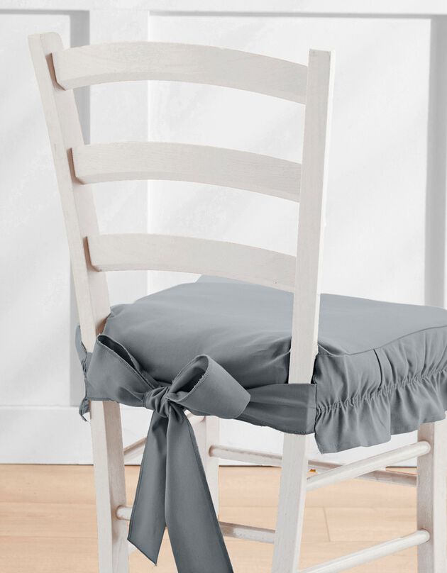 Housse chaise unie volantée coton bachette (gris perle)