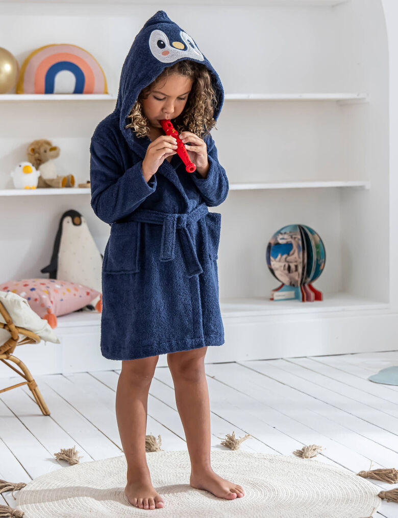 Peignoir Bébé à Capuche Motif Pingouin – Serviette Douce 100% Coton, Ultra Mignon Pour Nouveau-né