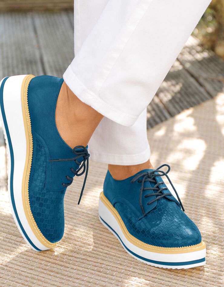 Derbies compensées effet tissé - marine (marine)