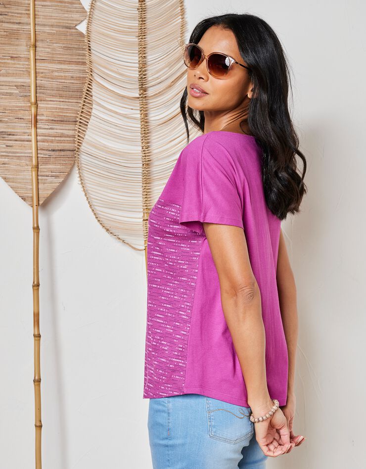 Tee-shirt imprimé col rond (violine) Tee-shirt imprimé col rond (violine)