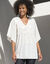 Tunique plastron fantaisie doublé, manches kimono (écru)