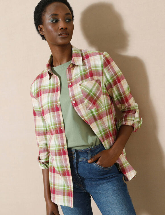 Chemise flanelle à carreaux (violine / vert)