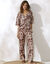 Pantalon large fluide imprimé (chocolat / beige)