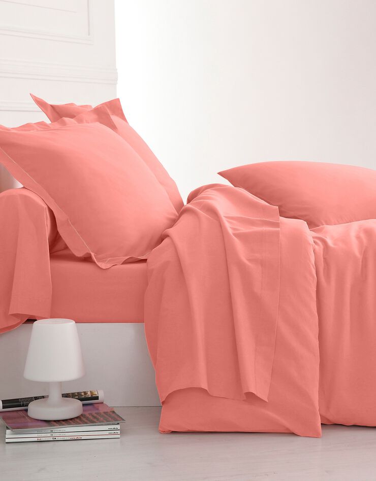 Linge de lit uni polyester-coton Colombine (corail)