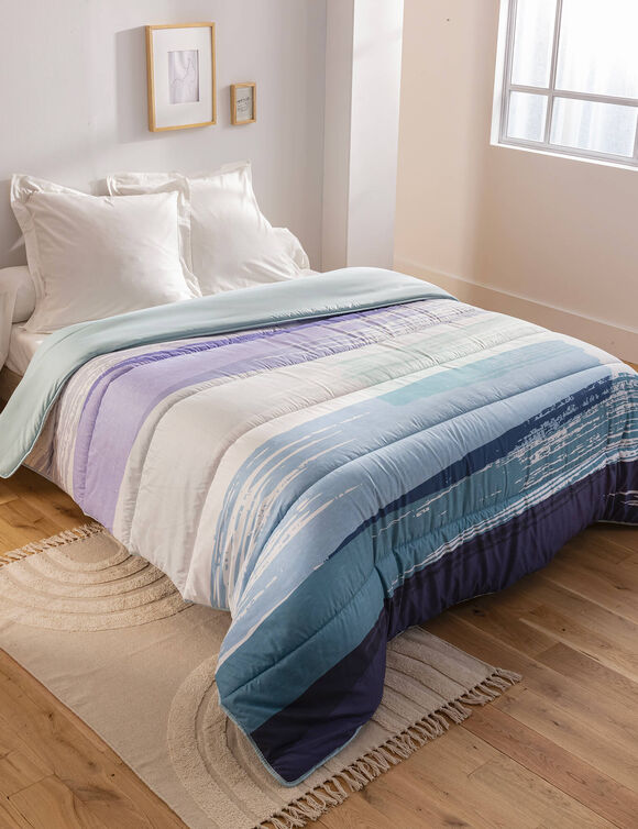 Couette microfibre imprimée Pastel 400g/m2 (bleu)