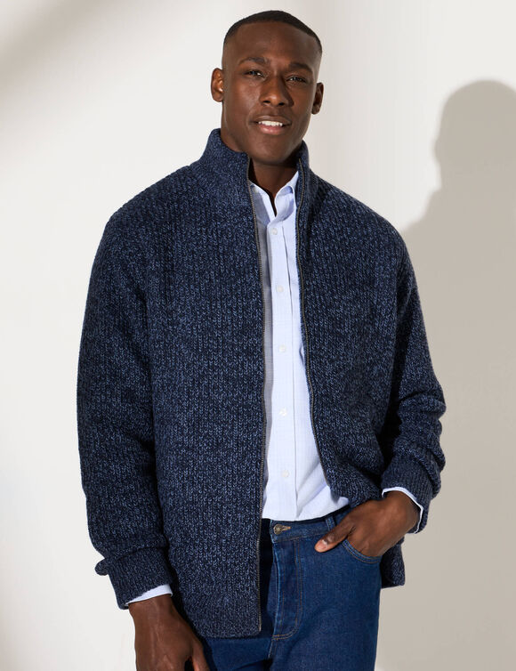 Blouson côte anglaise intérieur fourré (bleu mouliné)