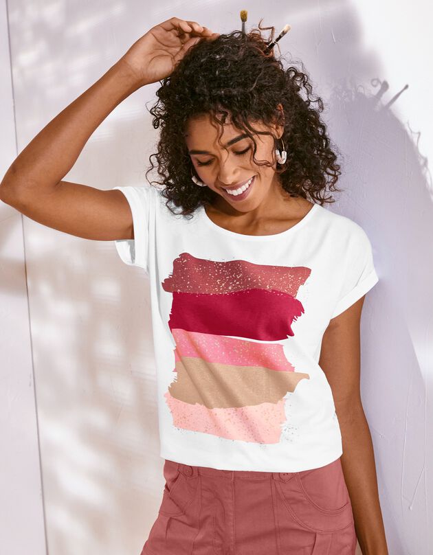 Tee-shirt boite imprimé "arty", maille jersey (terracotta)