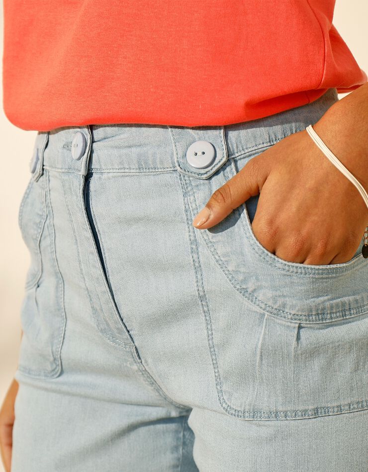 Short en jean à revers stretch (bleached) Short en jean à revers stretch (bleached)