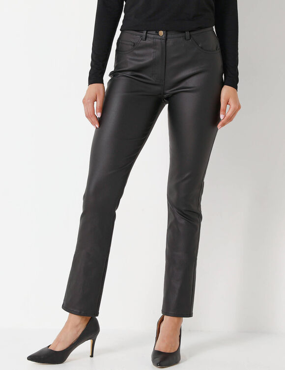 Pantalon droit enduit (noir)
