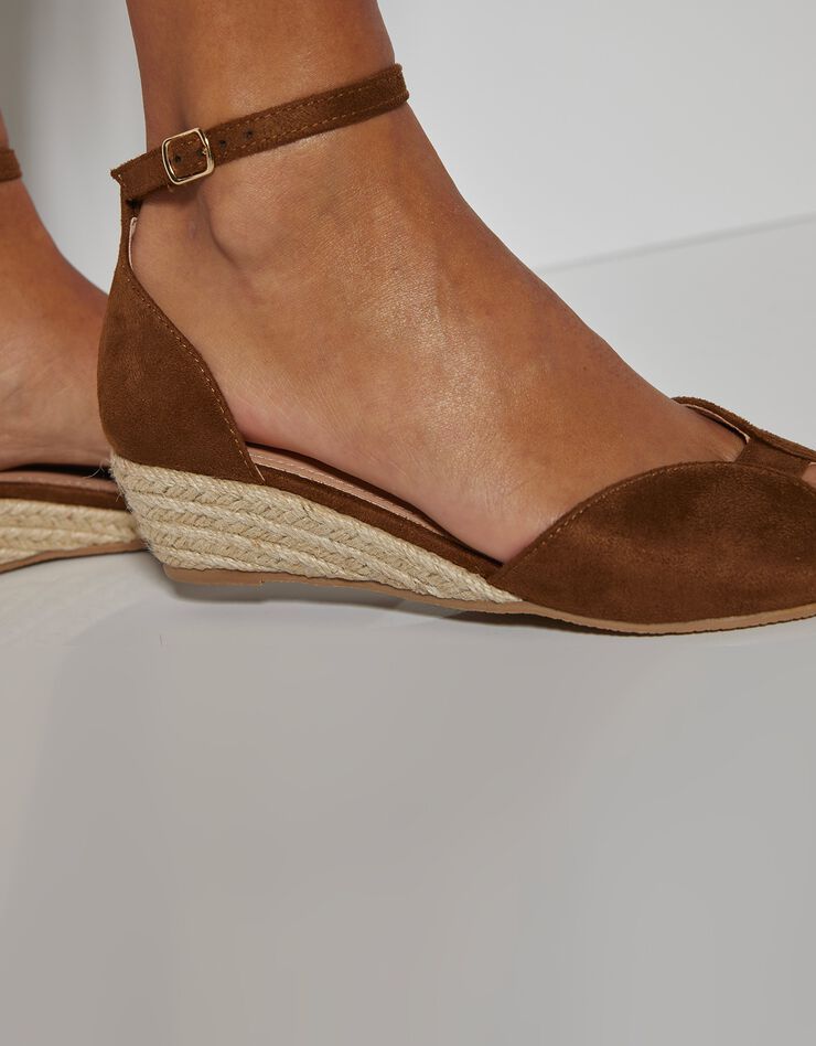 Sandale compensée corde à bout ouvert (caramel)