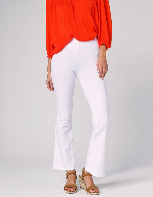 Legging bootcut uni, taille élastiquée (blanc)