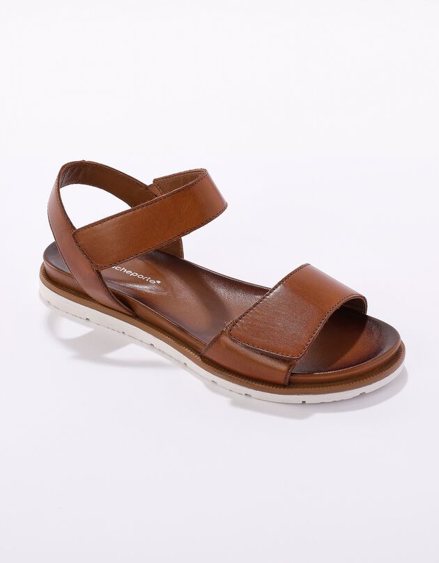 Sandales à bandes scratchées (marron)