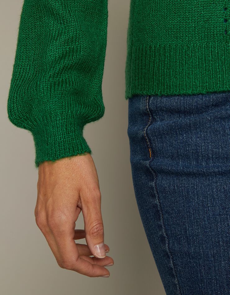 Cardigan boutonné ajouré toucher mohair (vert) Cardigan boutonné ajouré toucher mohair (vert)