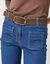 Ceinture boucle coloris dor&eacute;, cro&ucirc;te de cuir (chocolat)