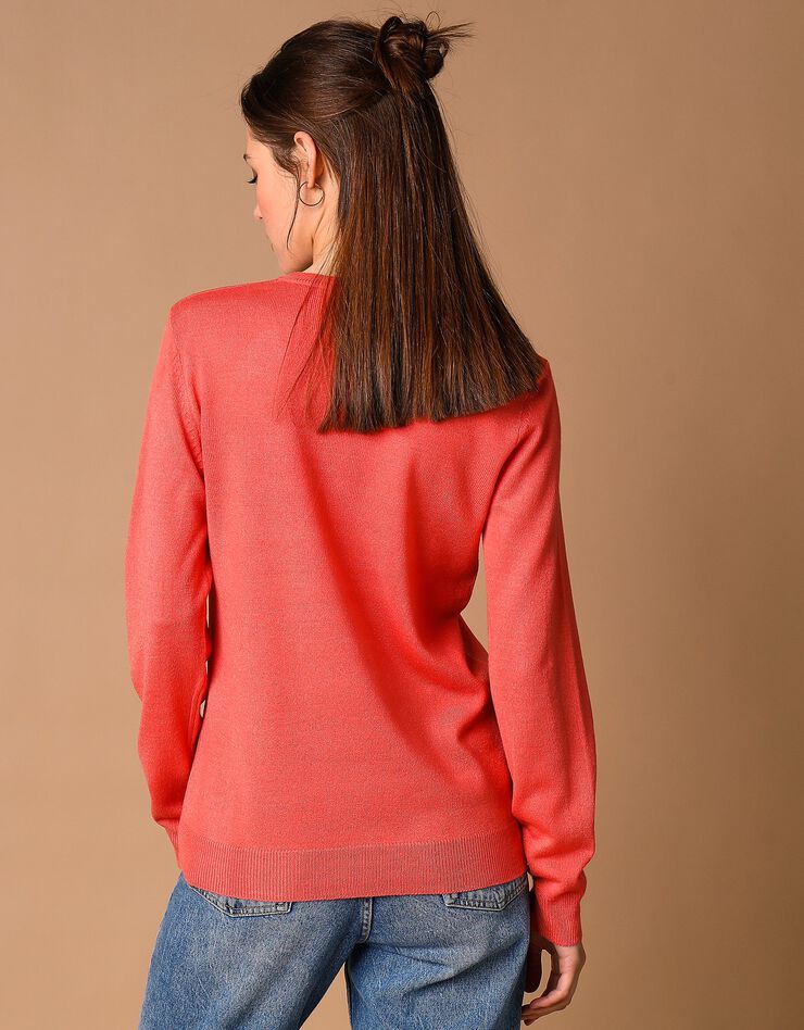 Pull col rond uni toucher cachemire (corail) Pull col rond uni toucher cachemire (corail)