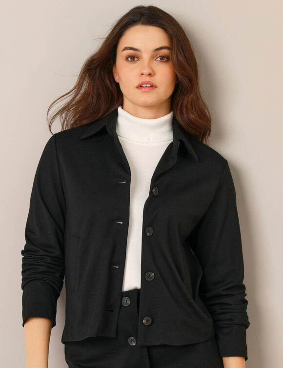 Veste boutonnée, maille milano (noir)