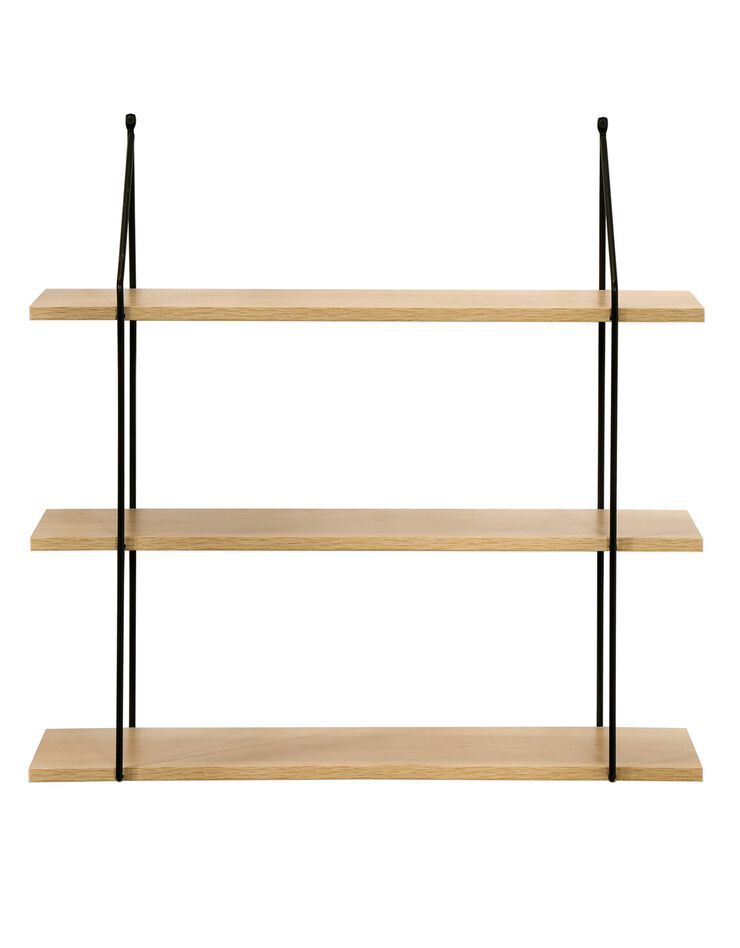 Etagère style industriel métal et bois - 3 tablettes (NOIR/BOIS)