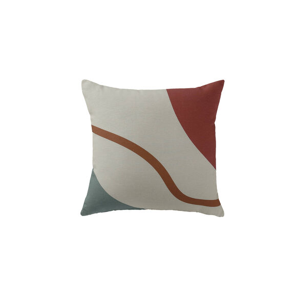 Housse de coussin imprimé "courbes" - lot de 2 (écru / terracotta)