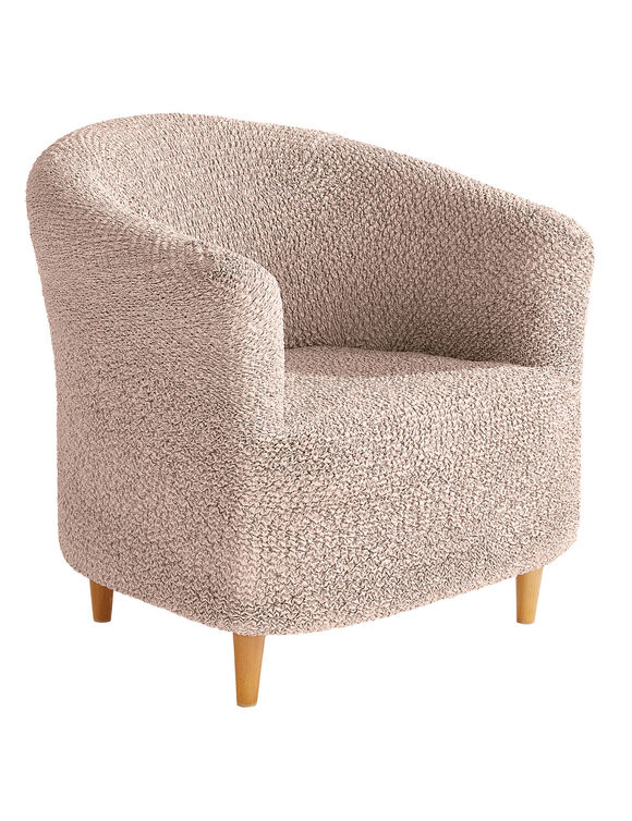 Housse bi-extensible imprimée gaufrée pour fauteuil cabriolet (beige)