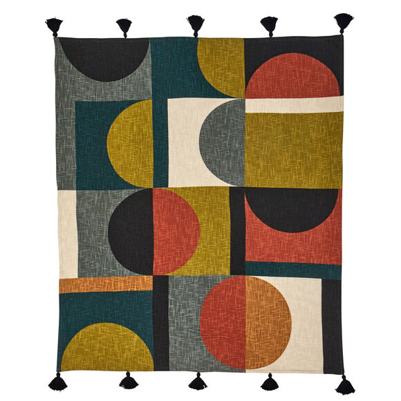 Plaid imprimé géométrique (noir / terracotta)
