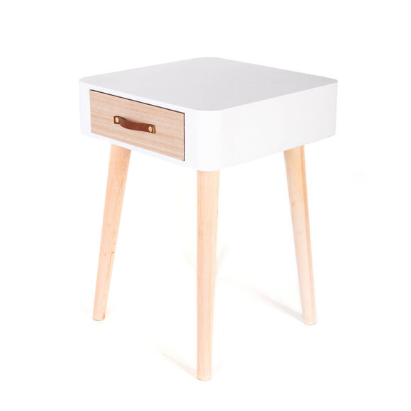 Table de chevet bicolore 1 tiroir (blanc)