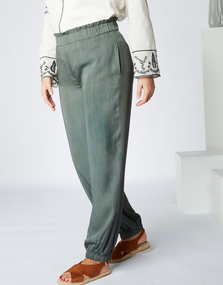Pantalon fluide base resserrée, twill (kaki) Pantalon fluide base resserrée, twill (kaki)