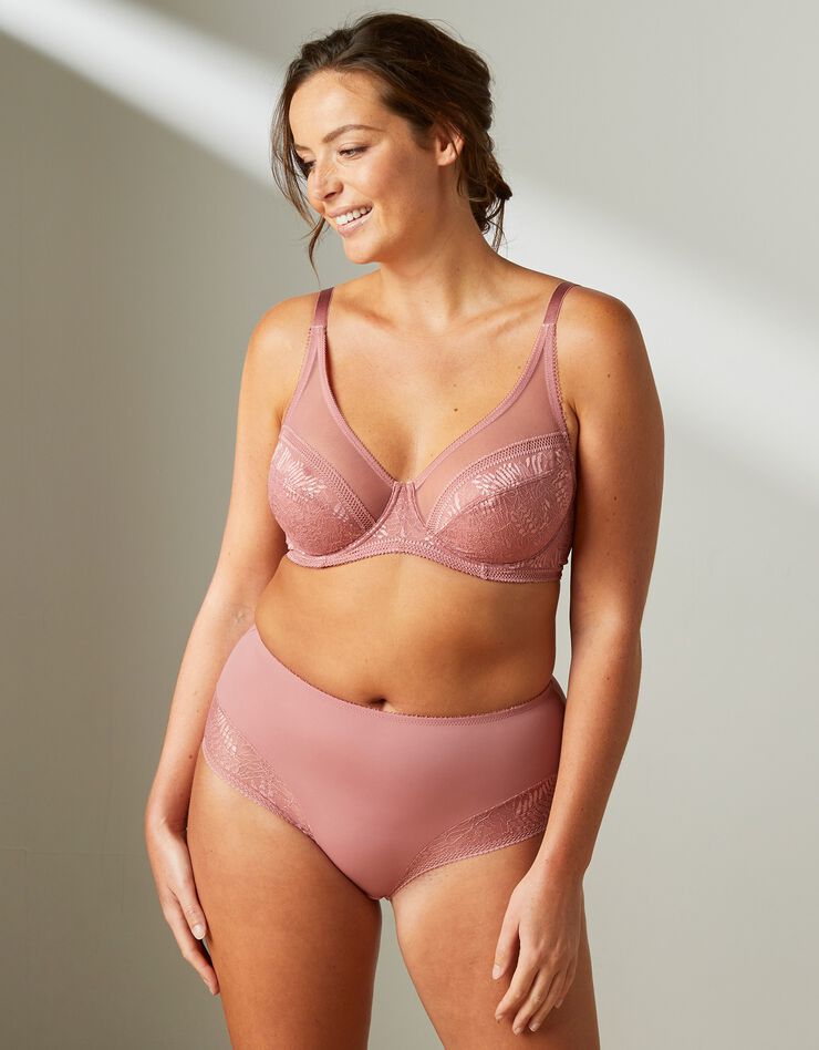 Culotte haute dentelle et microfibre Camana - lot de 2 (bois de rose) Culotte haute dentelle et microfibre Camana - lot de 2 (bois de rose)