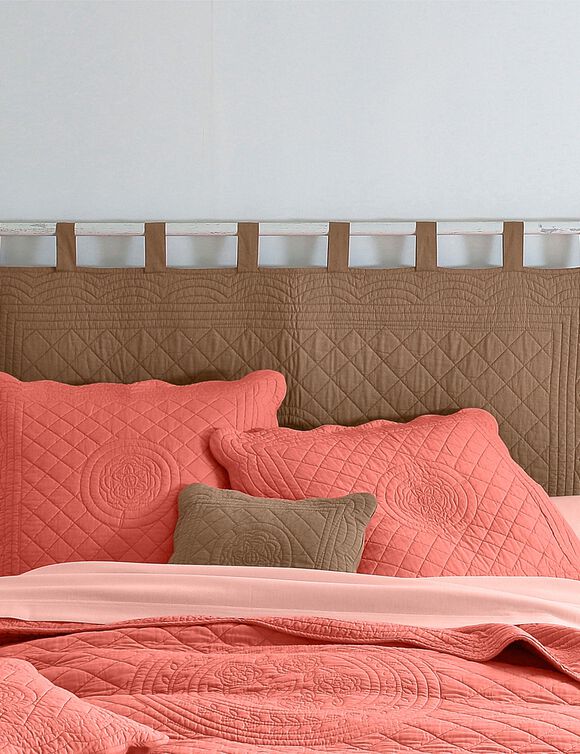 Tête de lit unie coton style boutis Cassandre (taupe)