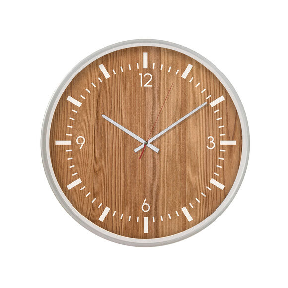 Horloge ronde effet bois (naturel/blanc)