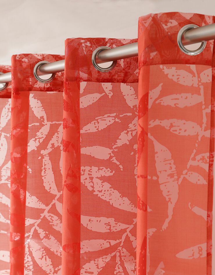 Panneau voile dévoré motif feuillage (terracotta)