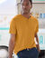 T-shirt uni col tunisien (ocre)