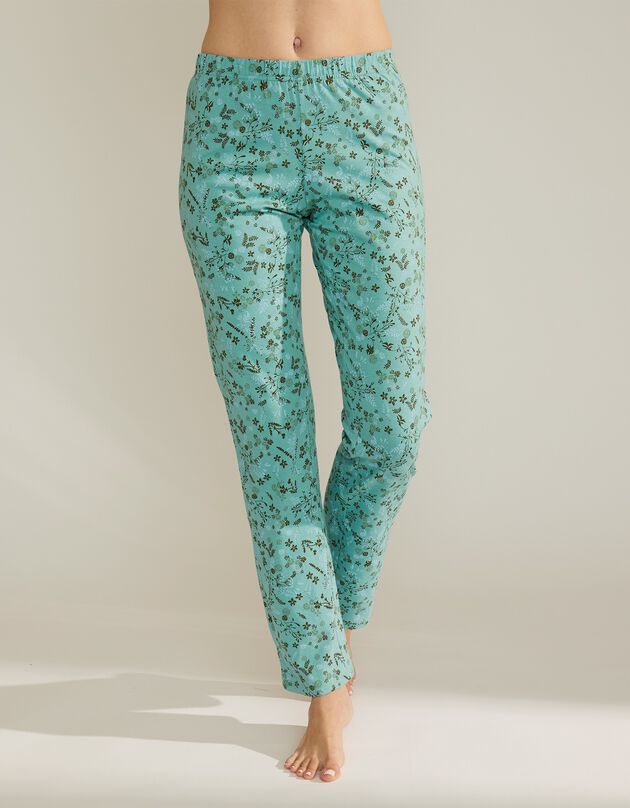 Pantalon de pyjama imprimé fleurs (aqua)