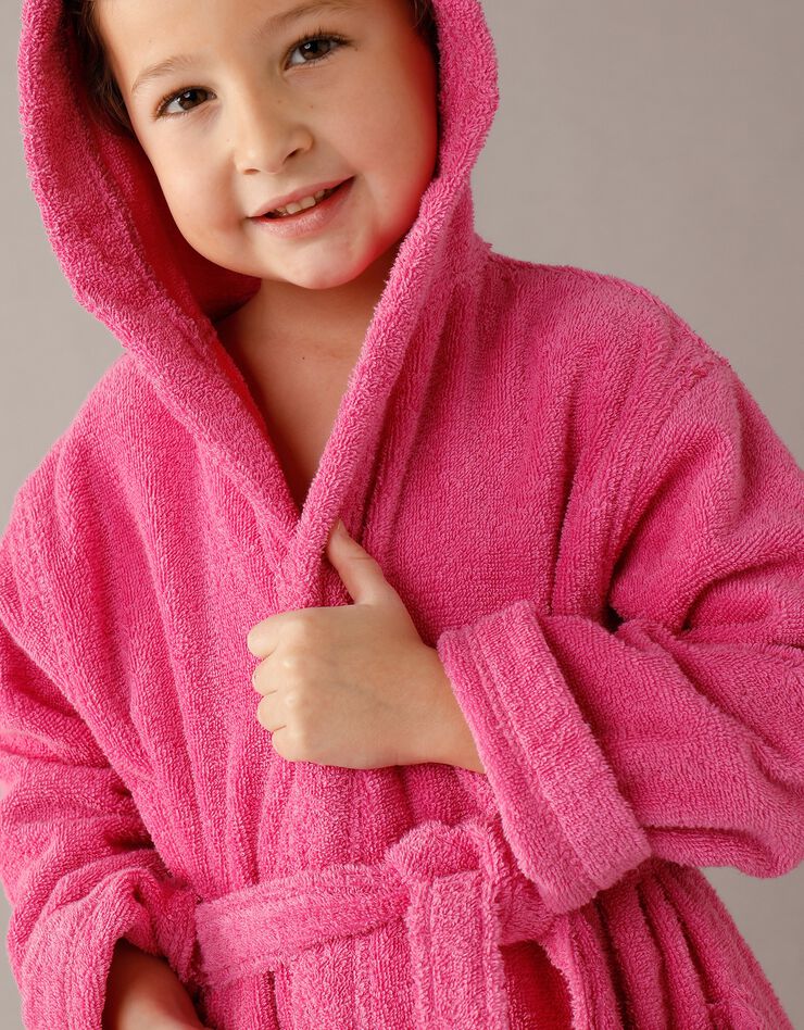 Peignoir enfant éponge bouclette à capuche (fuchsia)